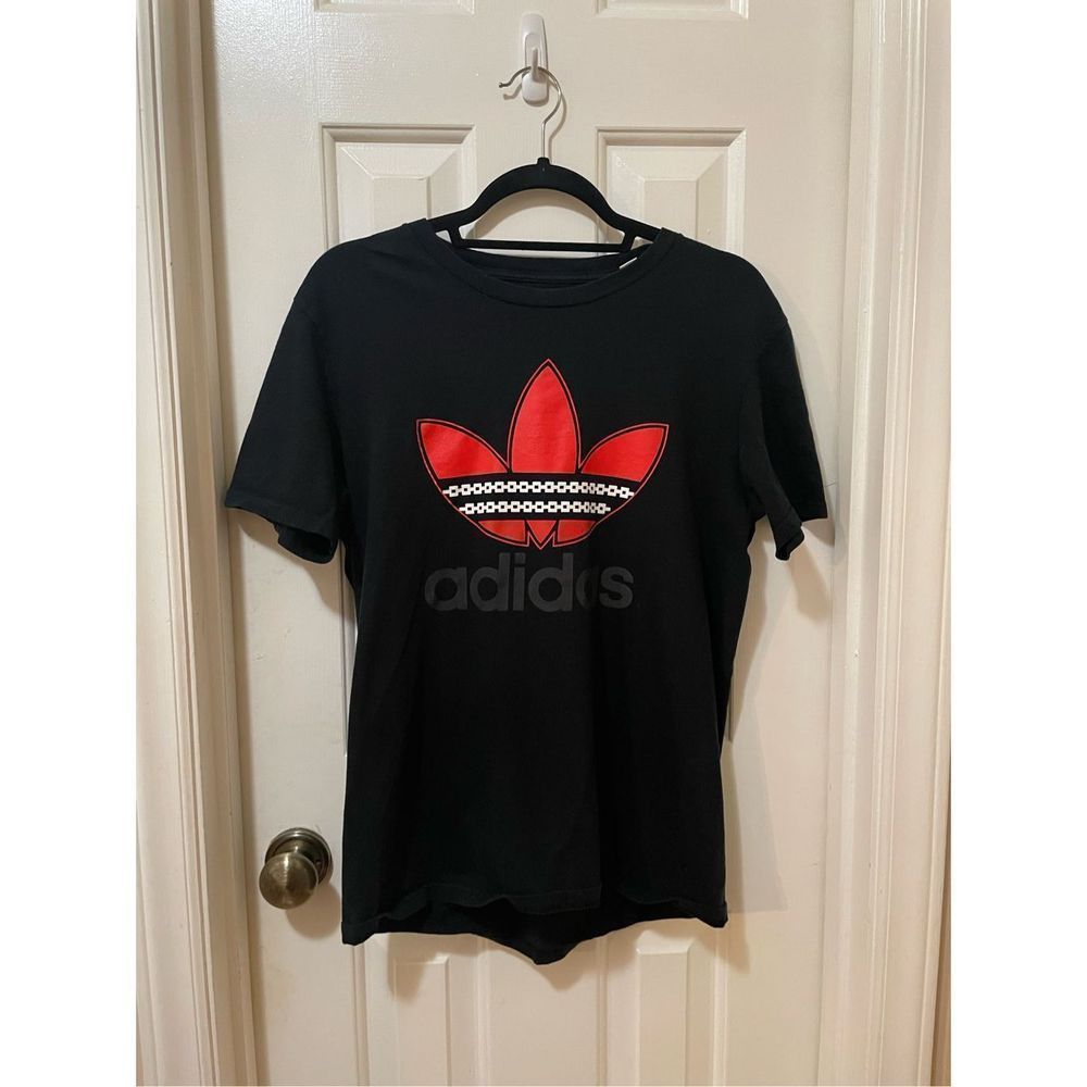 Adidas Black and Orange Trifold Shirt Size Small